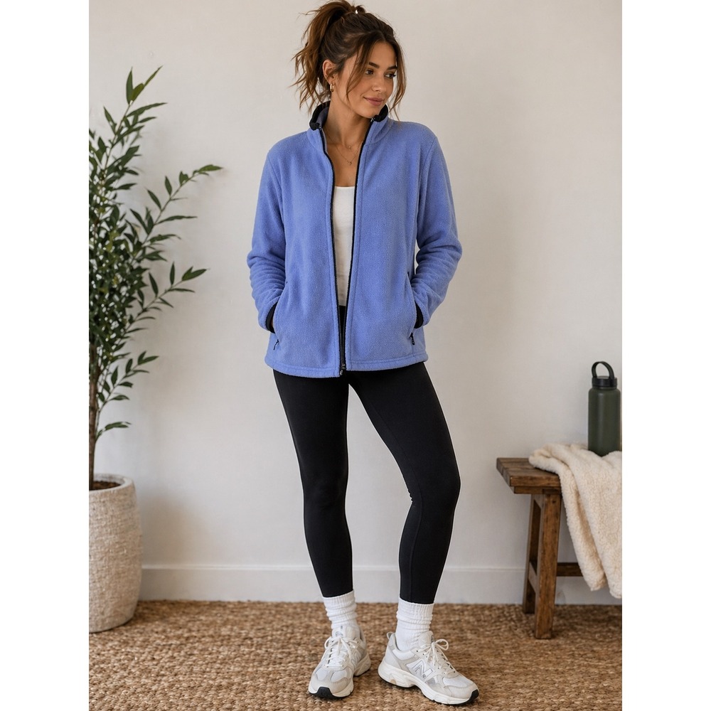 Black Diamond Fleece Jacket USA L Blue‎ Zip Up Gorpcore Hiking Y2K Mock Neck
